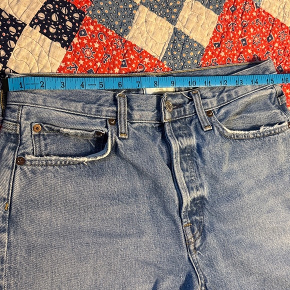 Agolde Parker Long Classic Blue Jean Shorts Size 27 - Picture 9 of 11